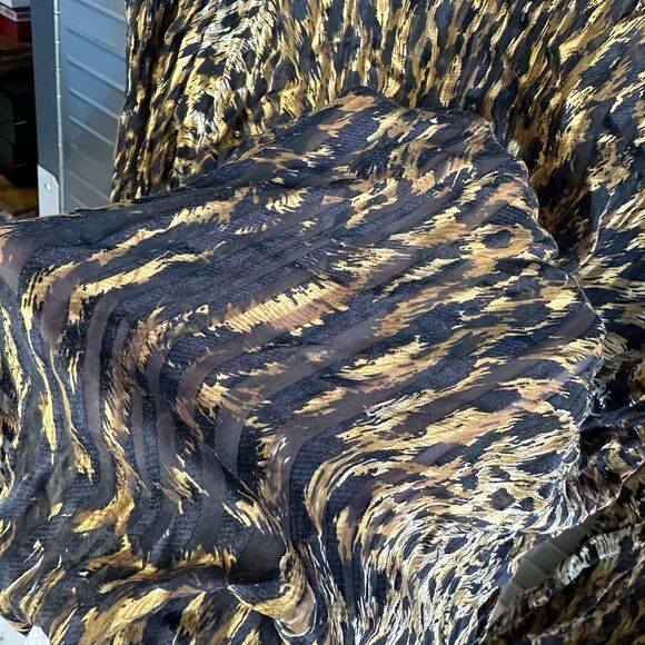 Adrianna Papell Animal Print Silk Ruffle Blouse 6 - Picture 4 of 7